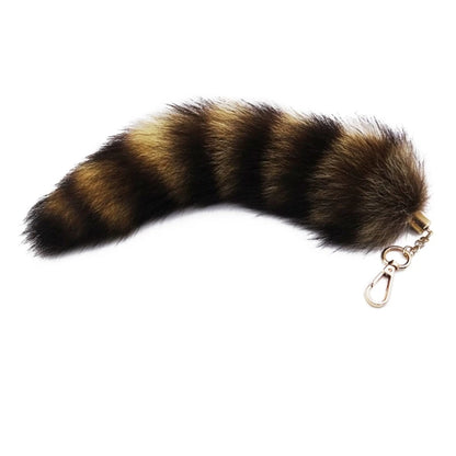 Furry Racoon Tail keychain