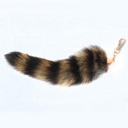 Furry Racoon Tail keychain