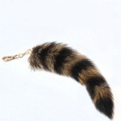 Furry Racoon Tail keychain